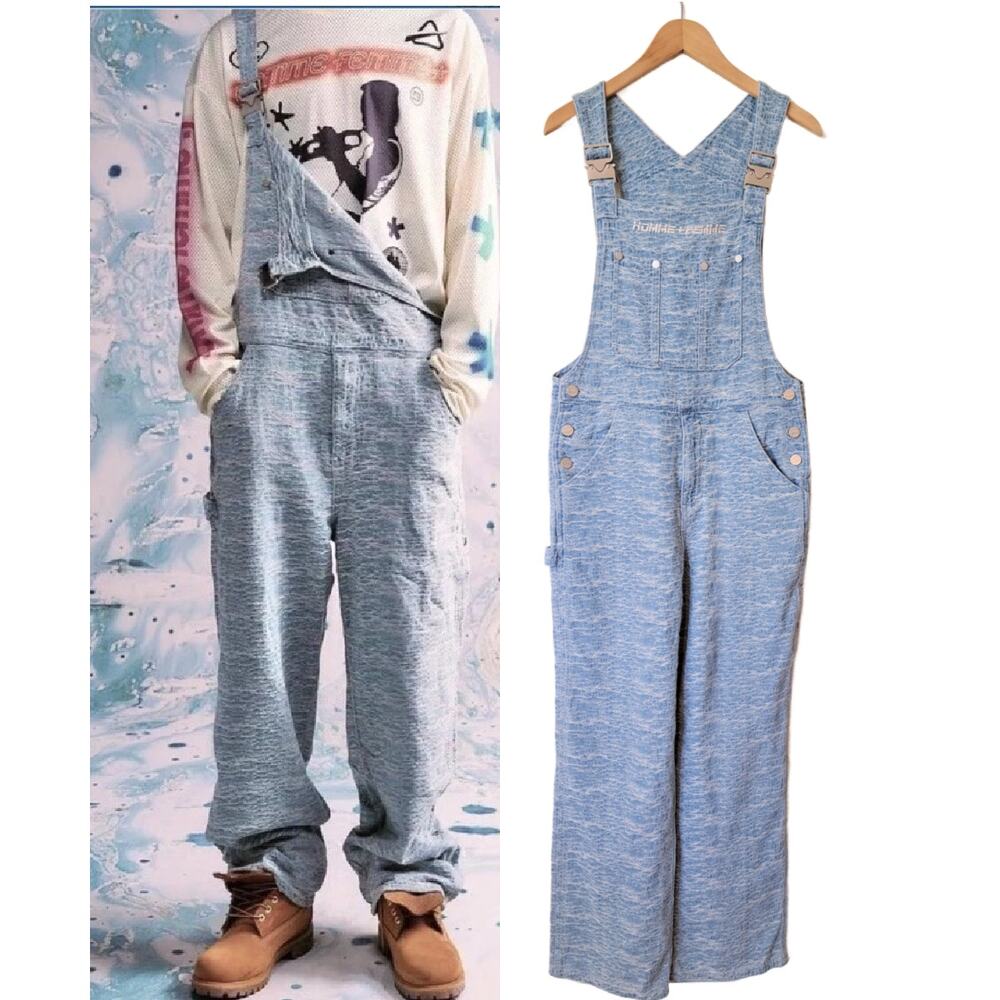 NEW HOMME+FEMME Jacquard Denim Overalls  Size 30 Streetwear